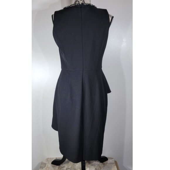 Eliza J Sleeveless Peplum Dress with Embellished Neckline, Black, Womens Size 10 - Picture 4 of 9